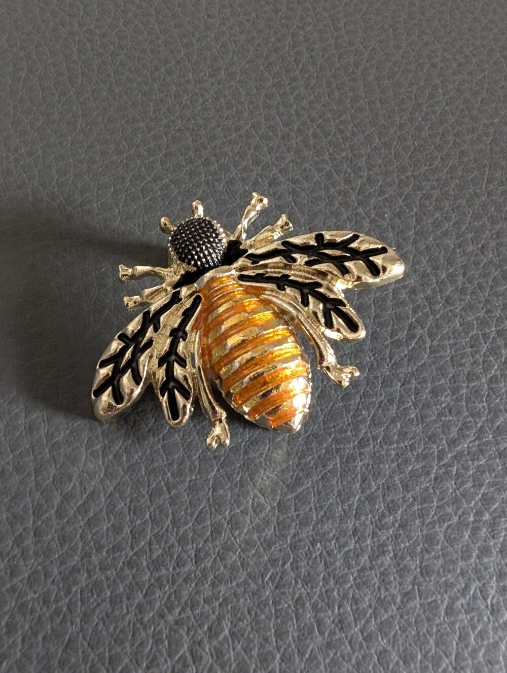 Vintage Gold and Amber Lux Bee Brooch